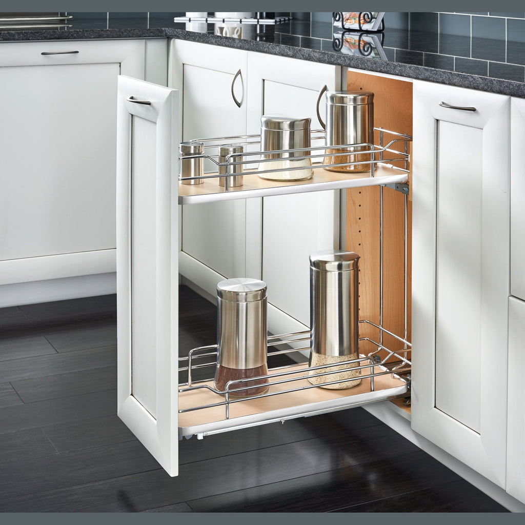 REV-A-SHELF 5322 SC Series Solid Bottom Flat Wire Two-Tier Contemporary Base Cabinet Pullout w/ BLUMOTION Soft-Close