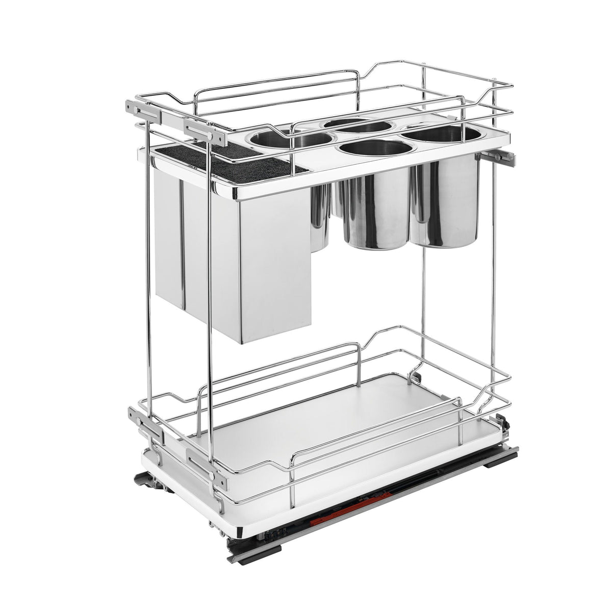 REV-A-SHELF 5322KB Series Solid Bottom Chrome Wire Two-Tier Knife Block Pullout Organizer w/ BLUM Soft-Close
