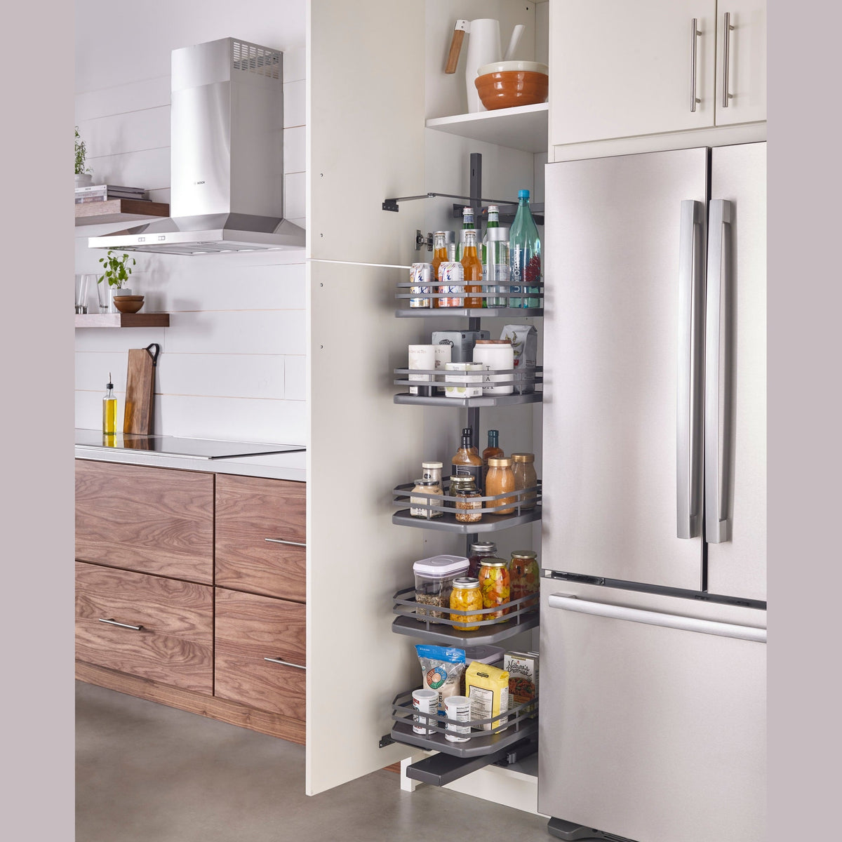 REV-A-SHELF 5374 Series Solid Bottom Flat Wire Five-Tier Swing-Out Pantry