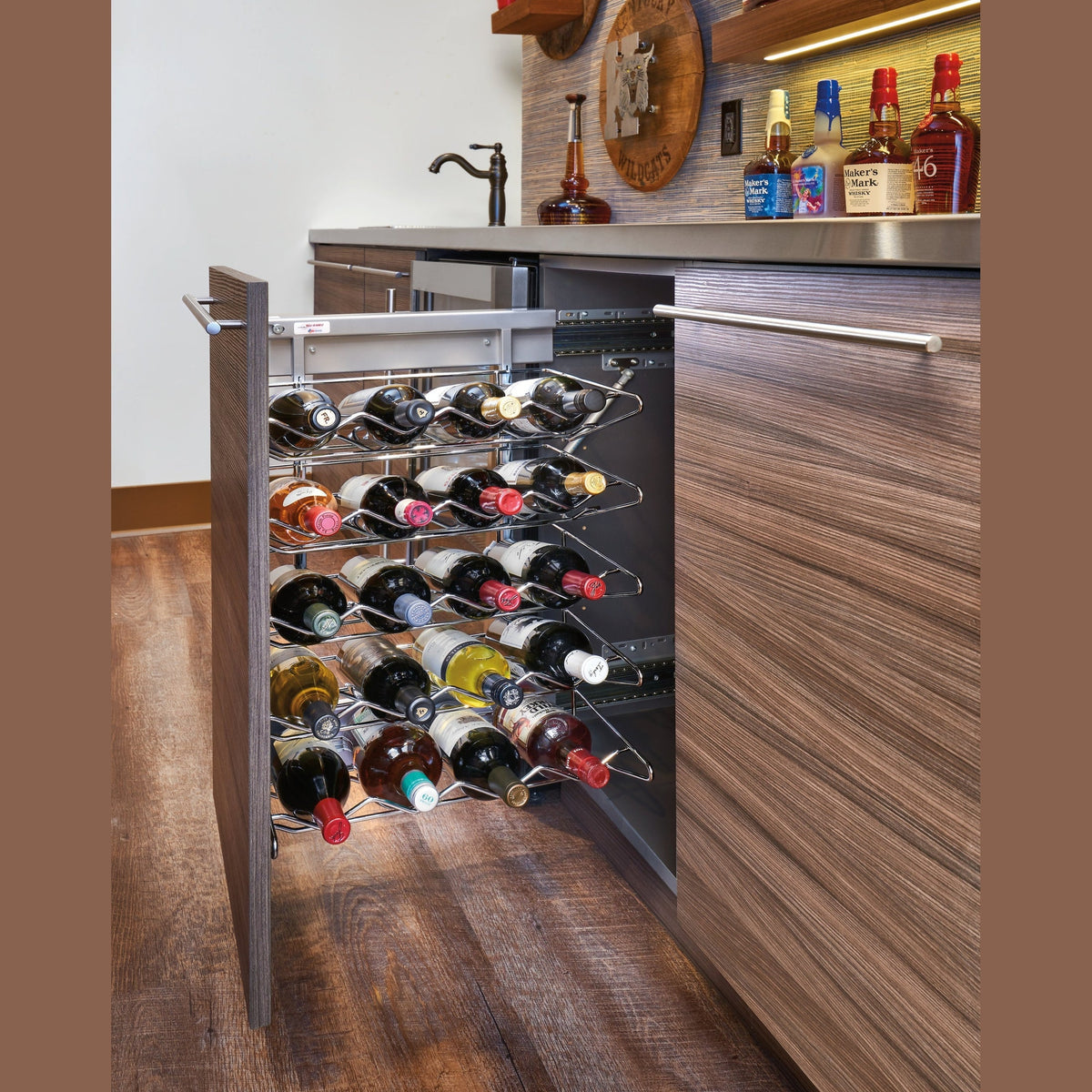 REV-A-SHELF 5375-40WR-1CR Chrome Wine Rack Pullout Organizer for 18" Base Cabinets