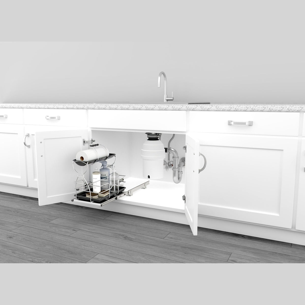 REV-A-SHELF 544-12KD-1 Undersink Cleaning Caddy for 30" Sink Cabinet w/ 15" Opening