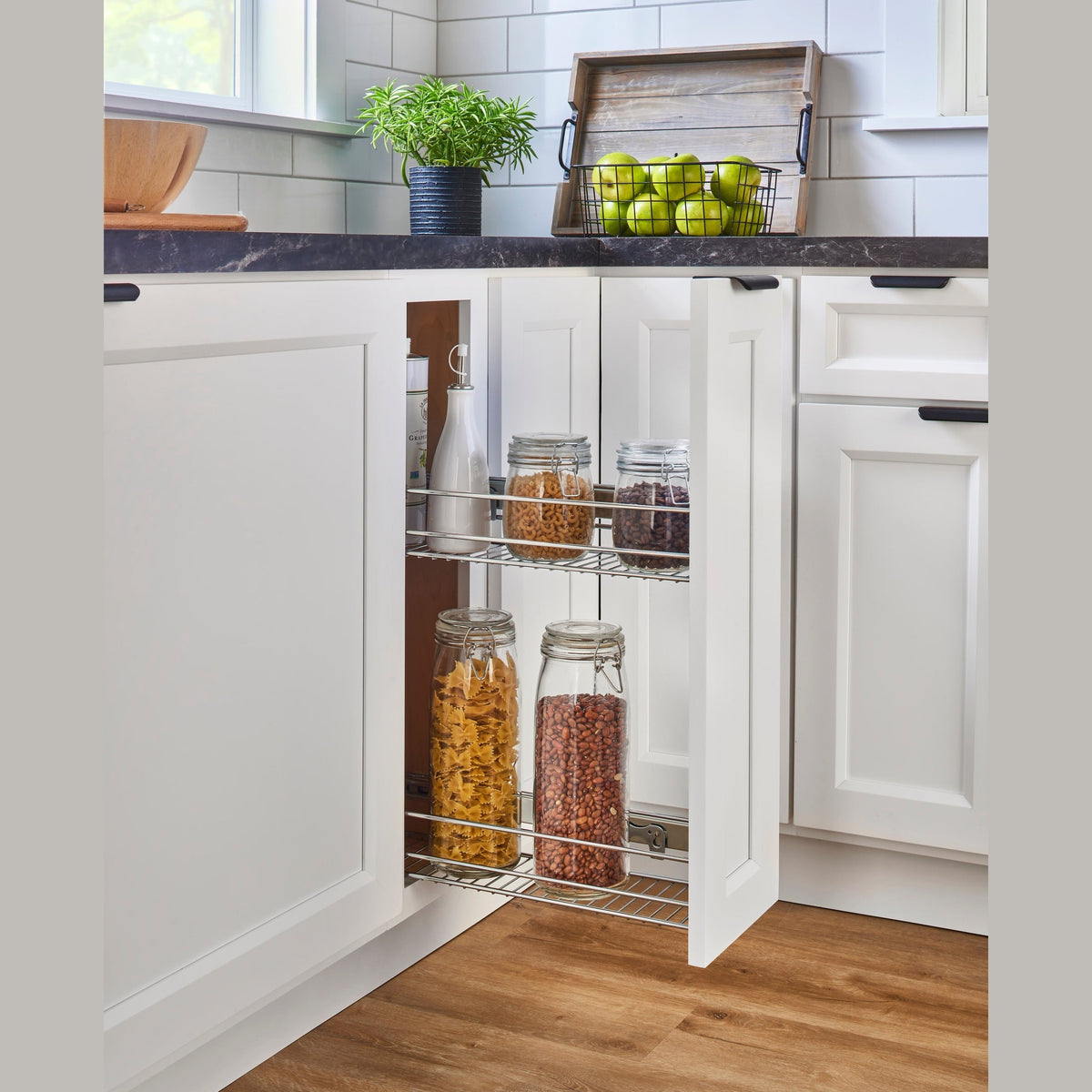 REV-A-SHELF 548-06CR-1 5-1/2" Wide Two-Tier Pullout Base Organizer for 9" Base Cabinet