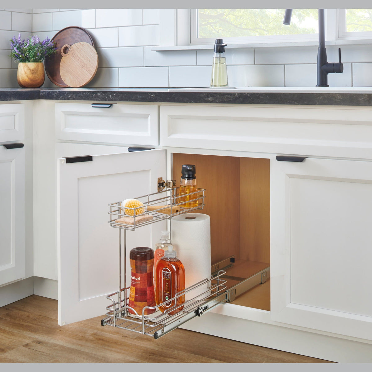 REV-A-SHELF 548WB-0919CR-1 Two-Tier Undersink Steel Wire Pullout Container