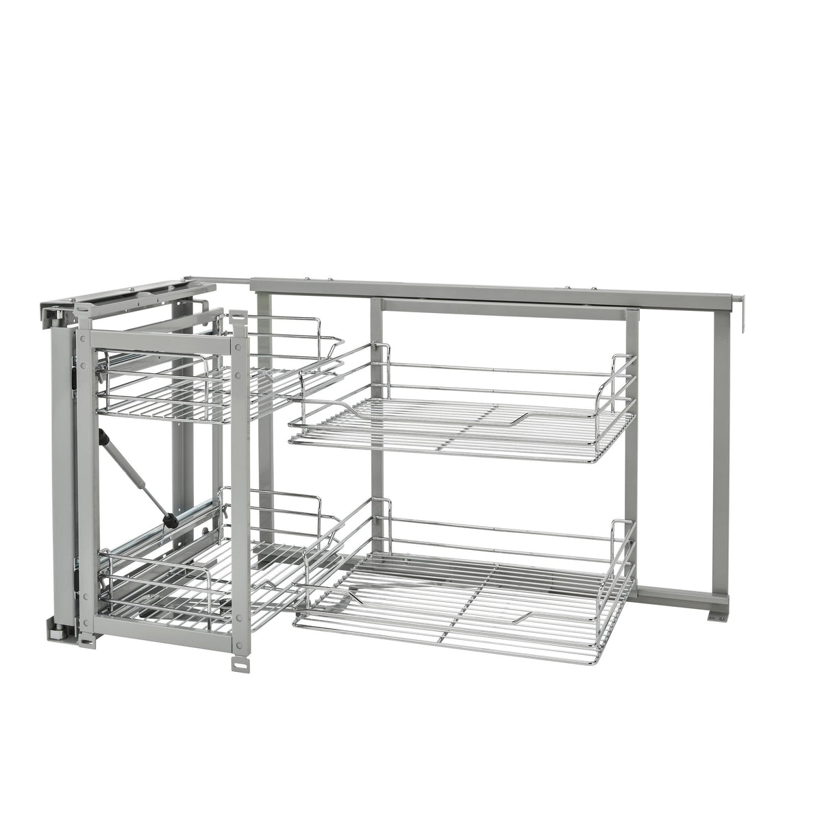 REV-A-SHELF 5707 Series Chrome Two-Tier Wire Bottom Door-Mount Optimizer Blind Corner Organizer