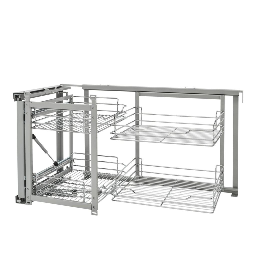 REV-A-SHELF 5707 Series Chrome Two-Tier Wire Bottom Door-Mount Optimizer Blind Corner Organizer