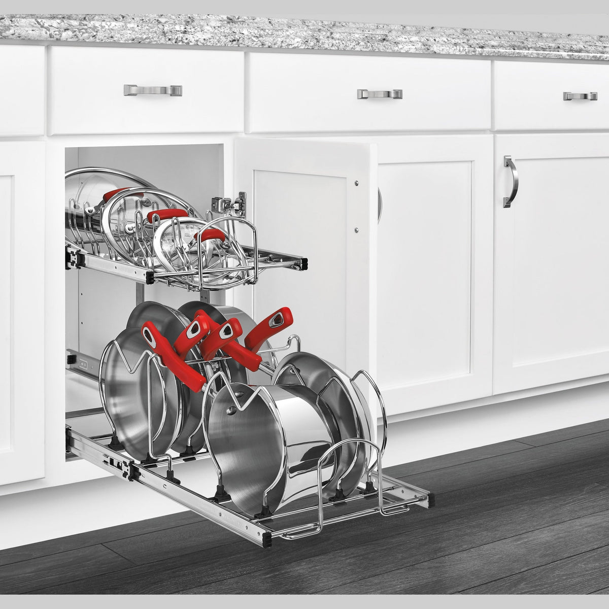 REV-A-SHELF 5CW2 Series Pullout Two-Tier Base Cabinet Cookware Organizer