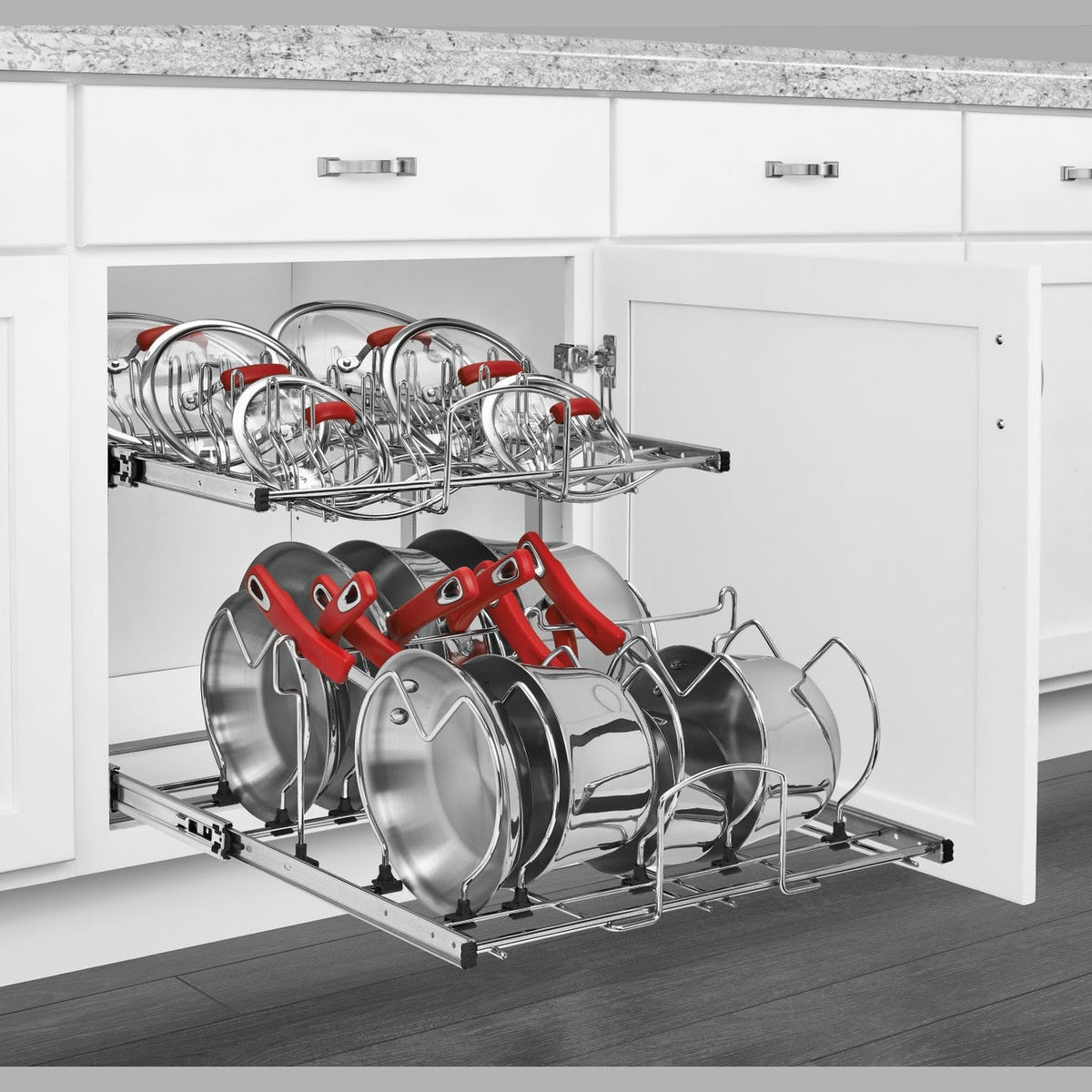 REV-A-SHELF 5CW2 Series Pullout Two-Tier Base Cabinet Cookware Organizer