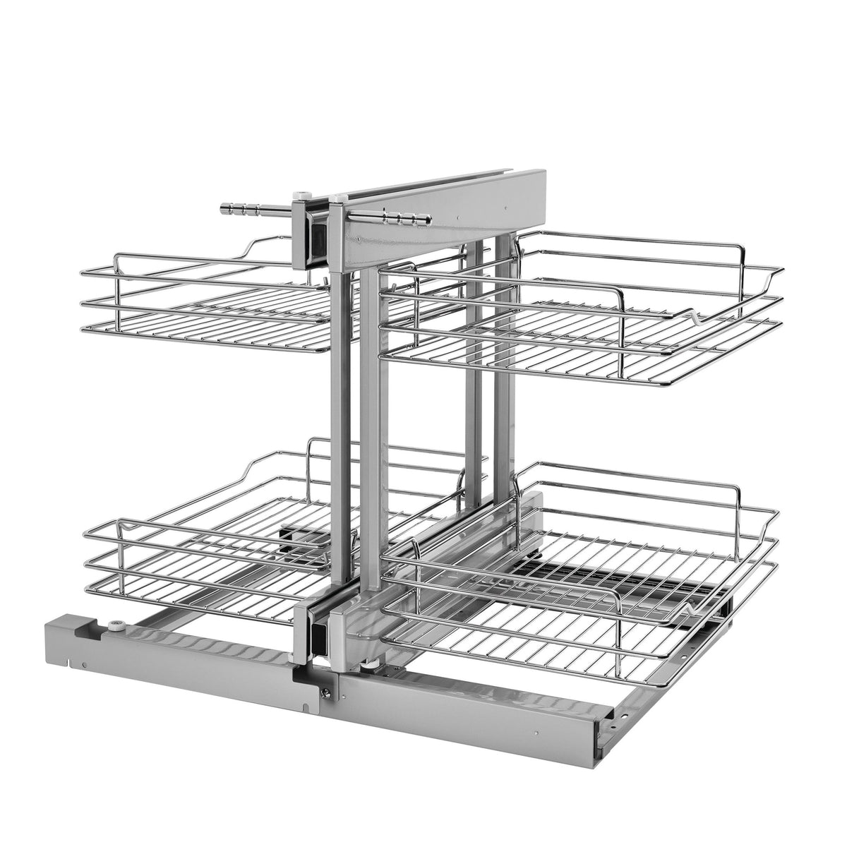 REV-A-SHELF 5PSP Series Chrome Two-Tier Wire Bottom Optimizer w/ Soft-Close Blind Corner Organizer