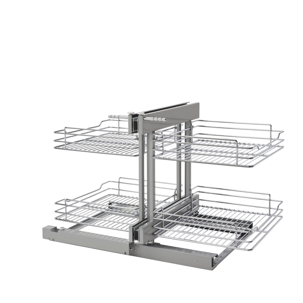 REV-A-SHELF 5PSP Series Chrome Two-Tier Wire Bottom Optimizer w/ Soft-Close Blind Corner Organizer