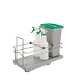 REV-A-SHELF 5SBWCC-8S-1 Single 8 L Metallic Silver Waste Container w/ (2) Spray Bottles &amp; Soft-Close for 24" Sink Base