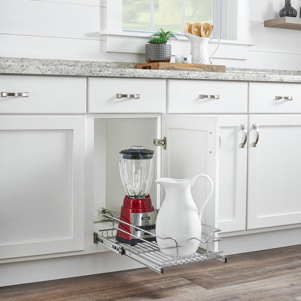 REV-A-SHELF 5WB1 Series Base Cabinet Pullout Chrome Wire Basket