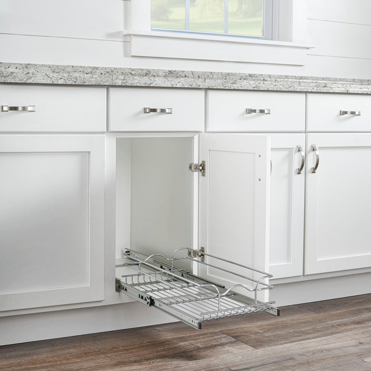 REV-A-SHELF 5WB1 Series Base Cabinet Pullout Chrome Wire Basket