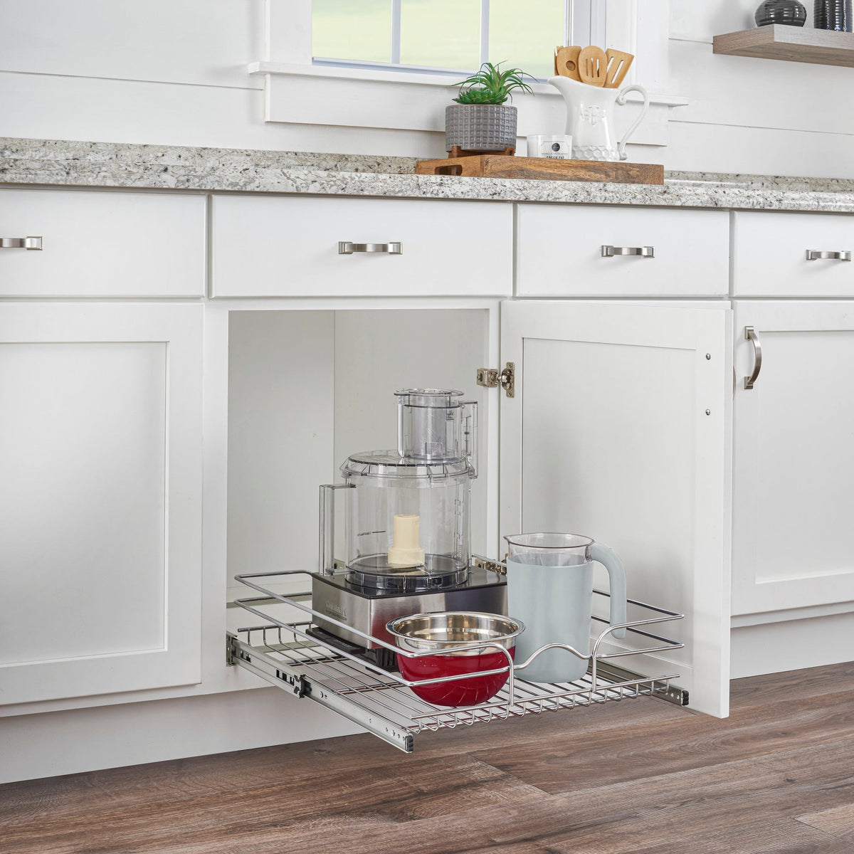REV-A-SHELF 5WB1 Series Base Cabinet Pullout Chrome Wire Basket