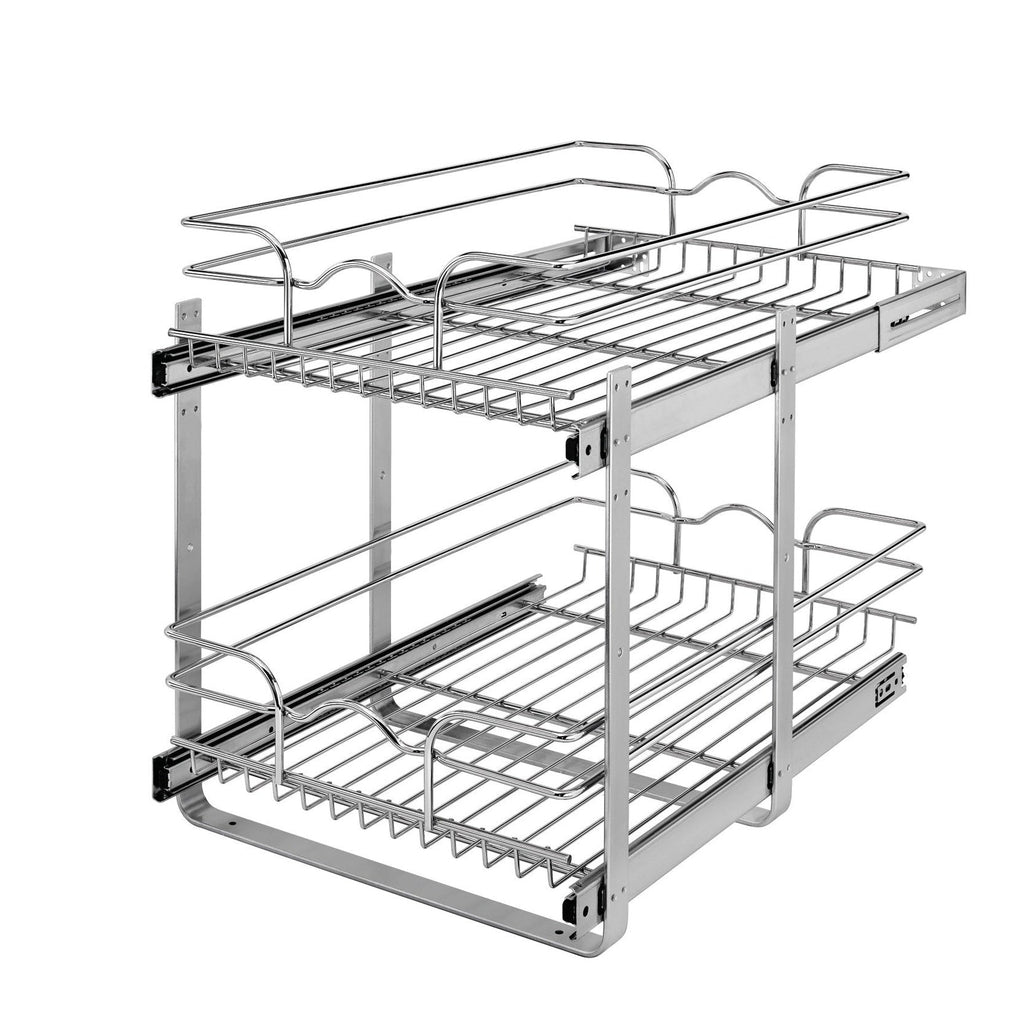 REV-A-SHELF 5WB2 Series Base Cabinet Pullout Chrome 2-Tier Wire Basket