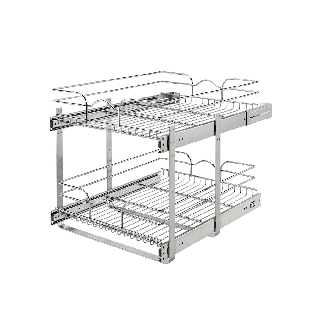 REV-A-SHELF 5WB2 Series Base Cabinet Pullout Chrome 2-Tier Wire Basket