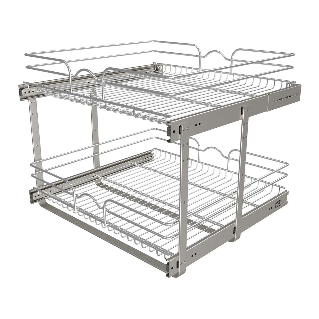 REV-A-SHELF 5WB2 Series Base Cabinet Pullout Chrome 2-Tier Wire Basket
