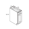 White traditional shaker ADA base cabinet, 15″ wide, 32.5″ high, 24″ deep, shown in a technical line drawing with dimensions. Part of the Seaport line from the Kitchen & Cabinet Store.