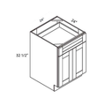 White traditional shaker ADA double base, 24″ wide, 32.5″ high, 24″ deep, shown in a technical line drawing with dimensions. Part of the Seaport line from the Kitchen & Cabinet Store.