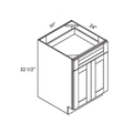 Light Gray traditional shaker ADA double base, 30″ wide, 32.5″ high, 24″ deep, shown in a technical line drawing with dimensions. Part of the Seaport line from the Kitchen & Cabinet Store.