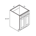 Light Gray traditional shaker ADA wide sink base, 36″ wide, 32.5″ high, 24″ deep, shown in a technical line drawing with dimensions. Part of the Seaport line from the Kitchen & Cabinet Store.