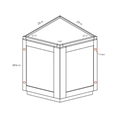 Seaport Natural Diagonal Corner Base - 24w 34½h 24d line drawing dimensions