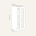 Dimension drawing of a Belmont Shaker spice pull-out base cabinet, 9w, 34.5h, 24d.