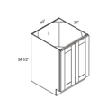 White traditional shaker full, 30″ wide, 34.5″ high, 24″ deep, shown in a technical line drawing with dimensions. Part of the Seaport line from the Kitchen & Cabinet Store.