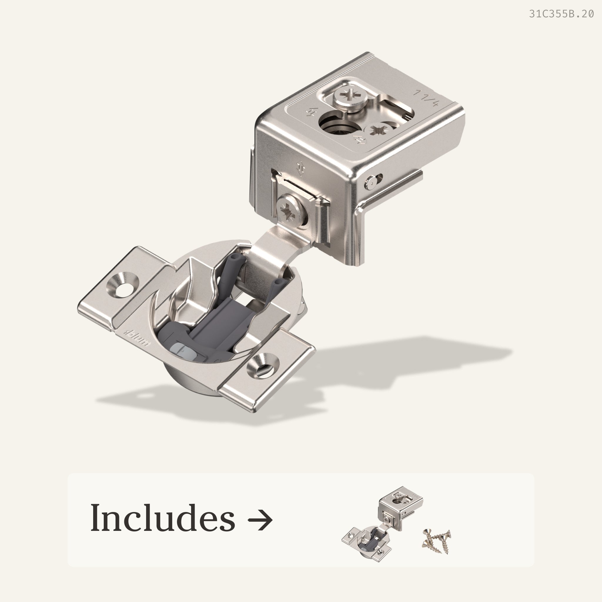 BLUM Compact Clip Hinge, 1-1/4” Overlay