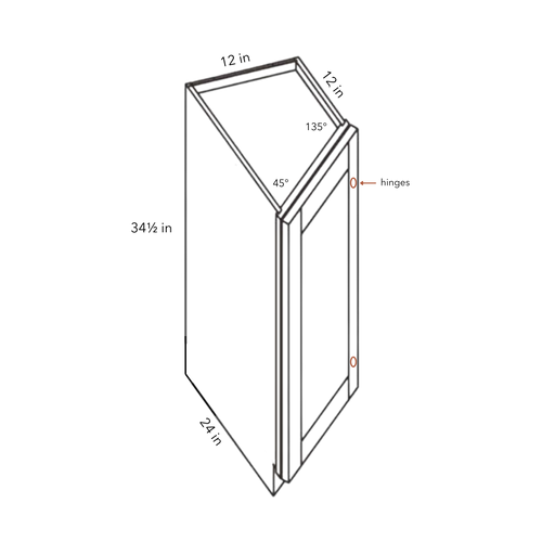 Seaport Driftwood Tray Divider Base - 12w 34½h 24d line drawing dimensions