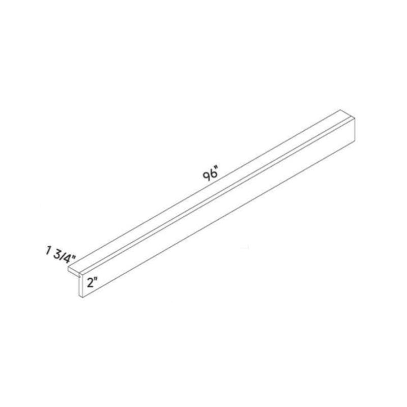 Green dual-purpose starter molding, Contemporary Shaker design, 96″W x 1.75″H x 2″D, Belmont collection, line drawing included.