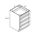 Light Gray traditional shaker 4, 21″ wide, 34.5″ high, 24″ deep, shown in a technical line drawing with dimensions. Part of the Seaport line from the Kitchen & Cabinet Store.
