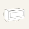 Dimension drawing of a Belmont Shaker bench seat base cabinet with 1 drawer, 30w, 16.875h, 24d.