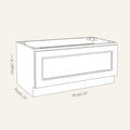 Dimension drawing of a Belmont Shaker bench seat base cabinet with 1 drawer, 36w, 16.875h, 24d.