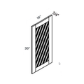 Driftwood traditional shaker glass door wall cabinet, 18″ wide, 30″ high, 12″ deep, shown in a technical line drawing with dimensions. Part of the Seaport line from the Kitchen & Cabinet Store.
