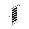 Green Glass Front Wall Cabinet Door, 17.5″ wide, 35.5″ high, 0.75″ deep, shown in a technical line drawing with dimensions. Part of the Belmont line from the Kitchen & Cabinet Store.