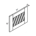 Light Gray Glass Front Wall Cabinet Door, 20.5″ wide, 14.5″ high, 0.75″ deep, shown in a technical line drawing with dimensions. Part of the Seaport line from the Kitchen & Cabinet Store.