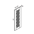 White Glass Front Door for Diagonal Corner Wall Cabinet, 14.5″ wide, 35.5″ high, 0.75″ deep, shown in a technical line drawing with dimensions. Part of the Belmont line from the Kitchen & Cabinet Store.
