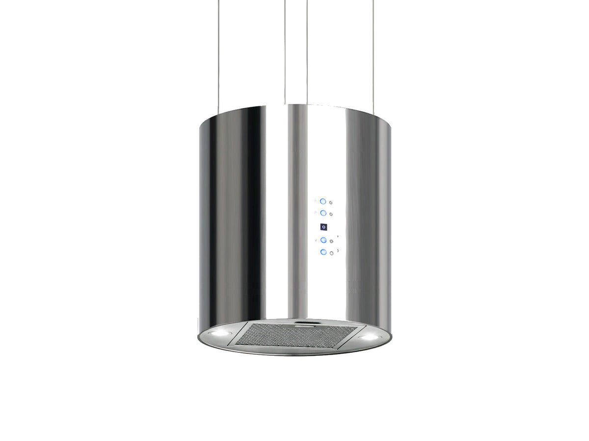 Victory Jupiter ductless cylinder island range hood on cables