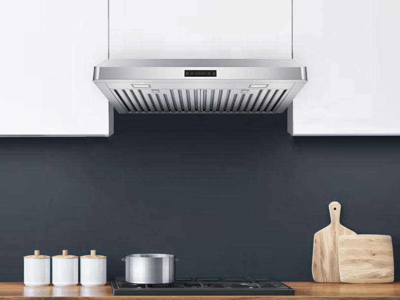 Victory Luna 30 inch stainless under cabinet range hood with touch controls, view 2