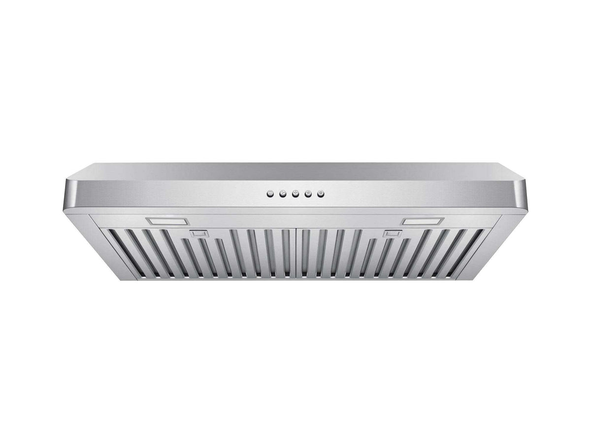 Victory Luna 30 inch stainless under cabinet range hood with push button controls, view 3