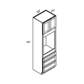 Green contemporary shaker deep single oven tall cabinet, 33″ wide, 96″ high, 27″ deep, shown in a technical line drawing with dimensions. Part of the Belmont line from the Kitchen & Cabinet Store.