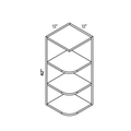 Natural traditional shaker open wall cabinet, 12″ wide, 42″ high, 12″ deep, shown in a technical line drawing with dimensions. Part of the Seaport line from the Kitchen & Cabinet Store.