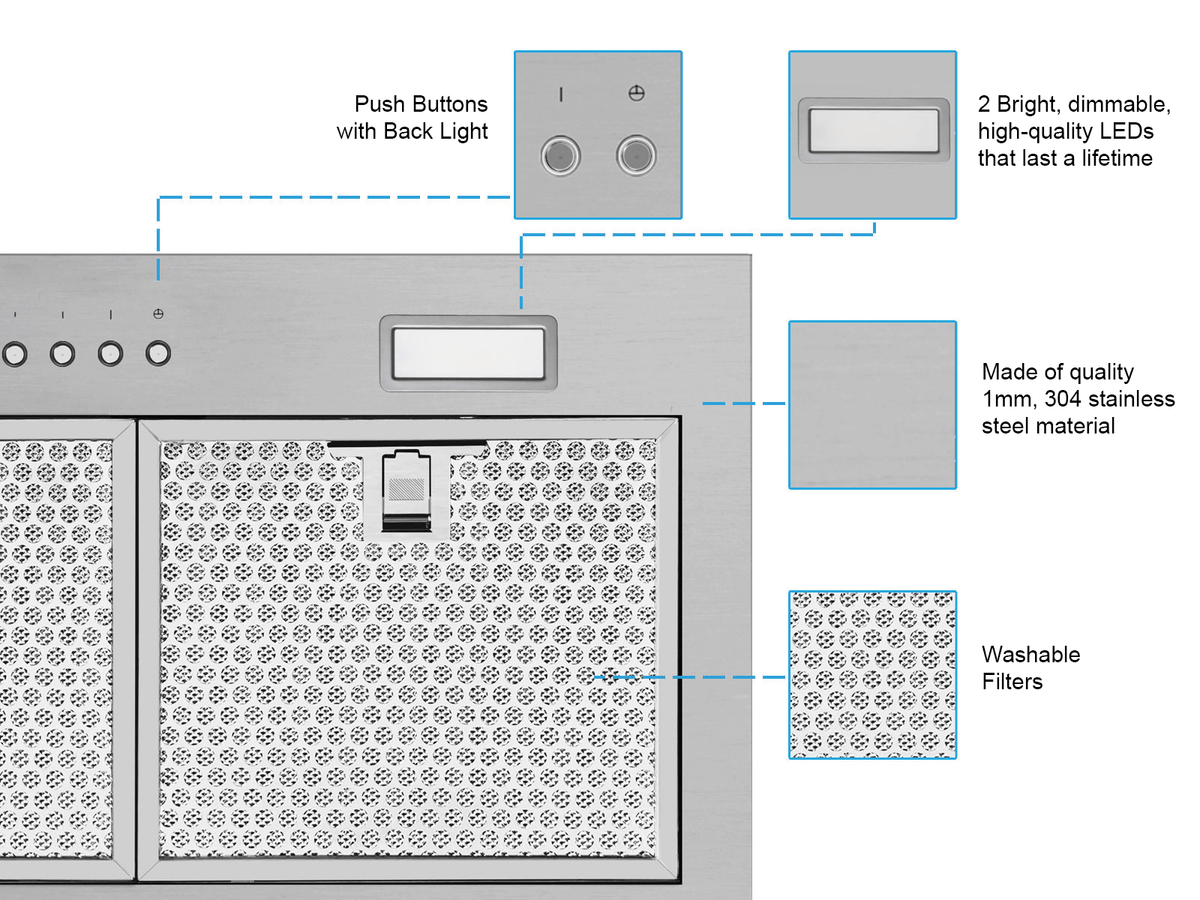 Victory Q1 27 inch stainless range hood insert, view 5