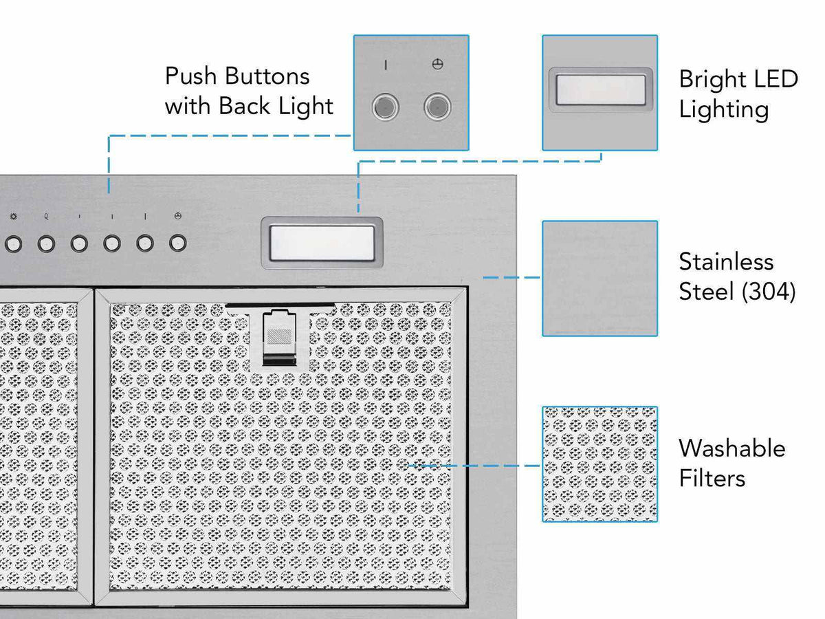 Victory Q6 21 inch stainless range hood insert power pack, view 3