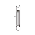 Light Gray Square Post traditional shaker, 3″ wide, 36″ high, 3″ deep, shown in a technical line drawing with dimensions. Part of the Seaport line from the Kitchen & Cabinet Store.