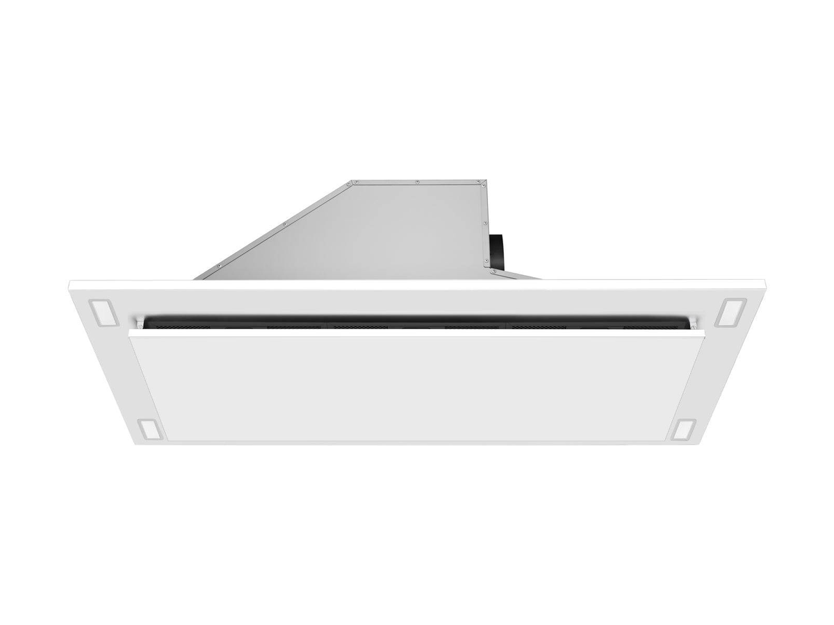 Victory Sunset matte white flush ceiling mount range hood, view 3