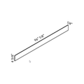 Toe kick base board trim in Seaport White, 96″ wide, 4.38″ high, 0.25″ deep, shown in a technical line drawing with dimensions. Part of the Seaport line from the Kitchen & Cabinet Store.