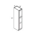 Light Gray traditional shaker tall pantry, 18″ wide, 90″ high, 24″ deep, shown in a technical line drawing with dimensions. Part of the Seaport line from the Kitchen & Cabinet Store.