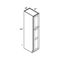 White contemporary shaker deep tall pantry, 18″ wide, 90″ high, 27″ deep, shown in a technical line drawing with dimensions. Part of the Belmont line from the Kitchen & Cabinet Store.