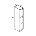 White contemporary shaker deep tall pantry, 18″ wide, 96″ high, 27″ deep, shown in a technical line drawing with dimensions. Part of the Belmont line from the Kitchen & Cabinet Store.